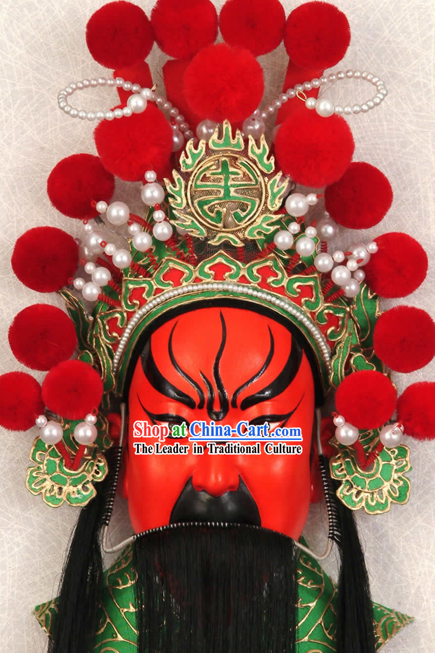 Large Handcrafted Peking Opera Mask Hanging Decoration - Guan Gong