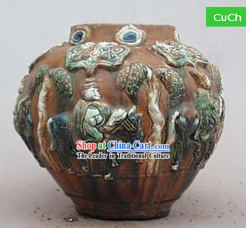 Chinese Classic Archaized Tang San Cai Statue-Spring Travel Pot