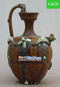 Chinese Classic Archaized Tang San Cai Statue-Phoenix Shaped Handle Kettle
