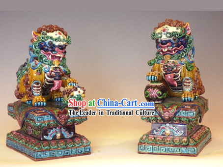 Chinese Cochin Ceramics-Large Beijing Lions Pair