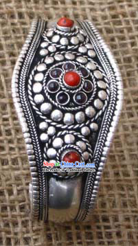Tibet Corallite Silver Bracelet Cuff
