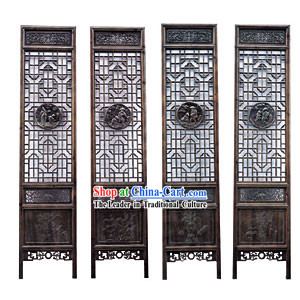 Noble Padauk Qing Dynasty Style Folding Screen