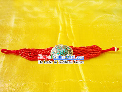 Tibet Natural Coral Song Stone Hand Chain 1