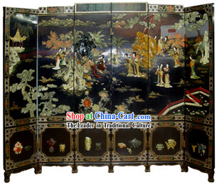 Chinese Hand Made Lacquer Ware Screen-Qing Dynasty Beauties