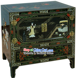 Chinese Palace Lacquer Ware Cabinet-Flying a Kite