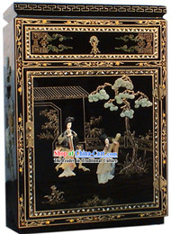 Chinese Palace Lacquer Ware Cabinet-Tang Dynasty Women