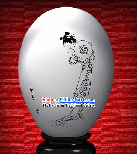 Chinese Wonder Hand Painted Colorful Egg-Snow Girl of The Dream of Red Chamber