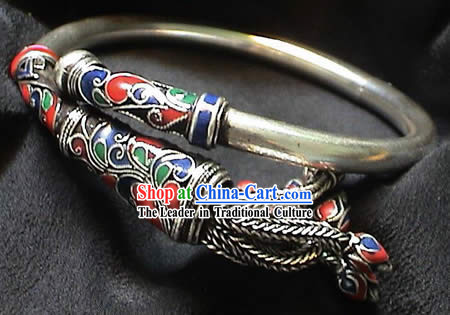 Chinese Palace Silver Cloisonne Bracelet