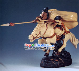 Hand Made Chinese Shi Wan Ceramics Statue-Ancient Brave General Ma Chao