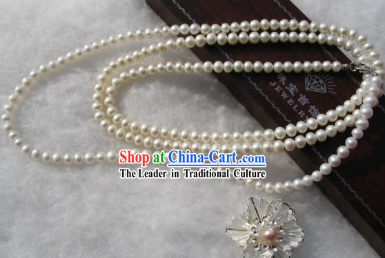Natural Long White Pearl Necklace