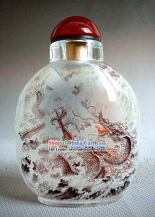 Snuff Bottles With Inside Painting Chinese Animal Series-Dragon In the Cloud