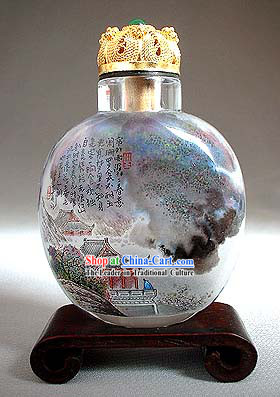 Snuff Bottles With Inside Painting Landscape Series-Poet Inside the Mountain