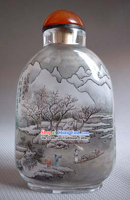 Snuff Bottles With Inside Painting Landscape Series-Snow Travel
