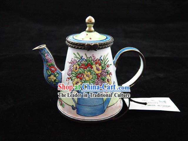 Chinese Hand Painted Enamel Kettle-Wide Flower and Watering Pot