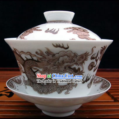 China Jingde Porcelain Masterwork-Dragon Charm Tea Bowl