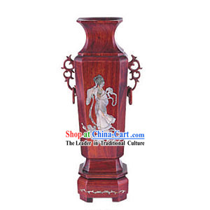 Chinese Ancient Beauty Wood Handicraft Vase