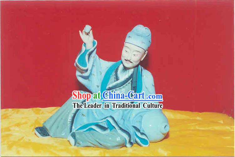 Chinese Hand Painted Sculpture Art of Clay Figurine Zhang-Poet Tai Bai Got Drunk