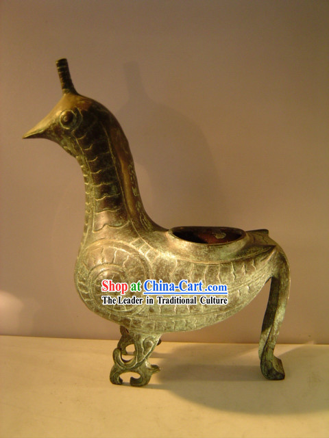 Chinese Classic Archaize Bronze Ware-Palace Bird Statue