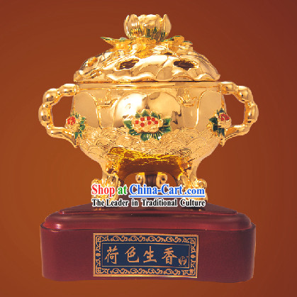 China Classic Gold Lotus Incense Burner