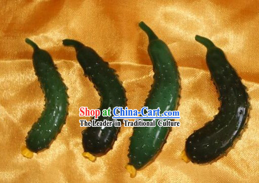 Chinese Classic Coloured Glaze Works-Cucumber_four pieces set_