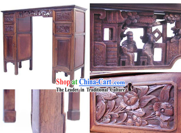 Chinese Traditional Hand Carved Nan Wood Long Console Table