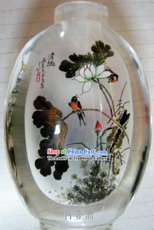 Chinese Classical Snuff Bottle With Inside Painting-Birds on Flowers 1