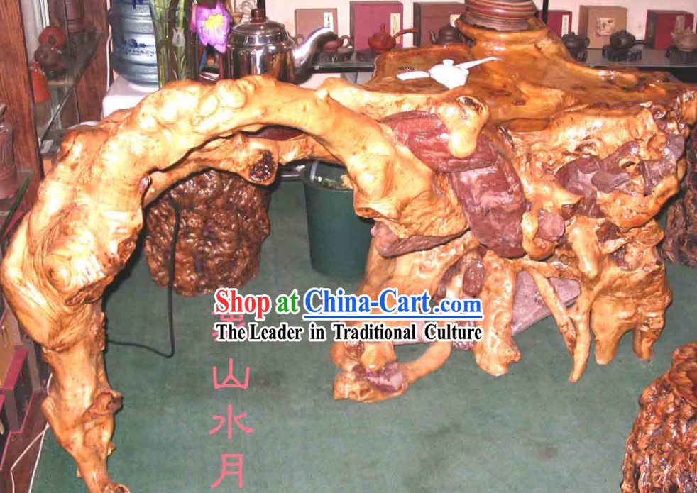 Chinese Stunning Hand Carved Tree Root Tea Table-Moon River