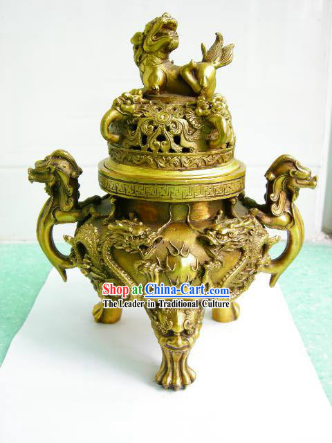 Chinese Classical Brass Collectibles-Dragon Censer