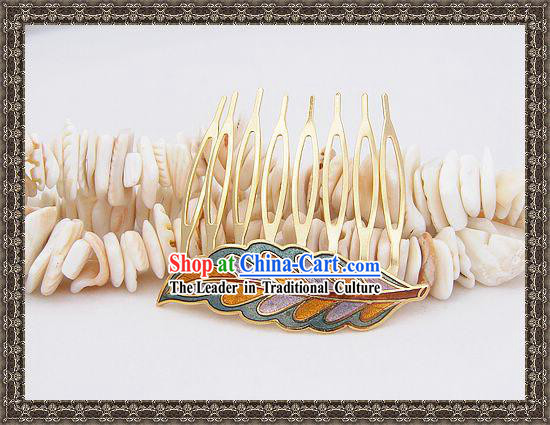 Chinese Ancient Mandarin Style Cloisonne Hairpin-Leaf