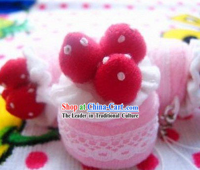 Cute Hand Made Velvet Pendant Strawberry Cake 2