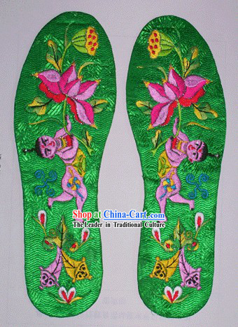 Chinese Hand Embroidery Insole-Lotus Child