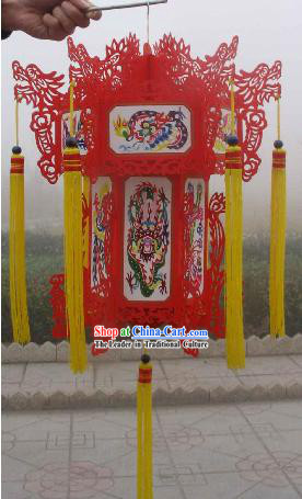 Large Hand Carved Chinese Traditional Paper Palace Lantern - Dragons _2 sets_