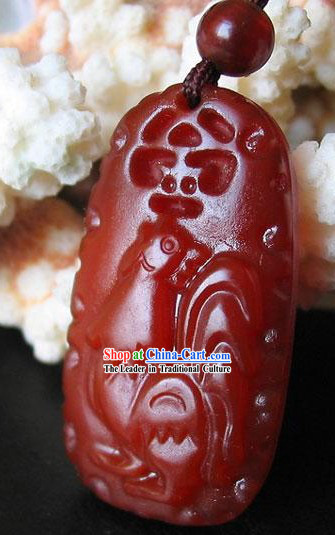 Chinese Classic Chicken Top Red Jade Charm