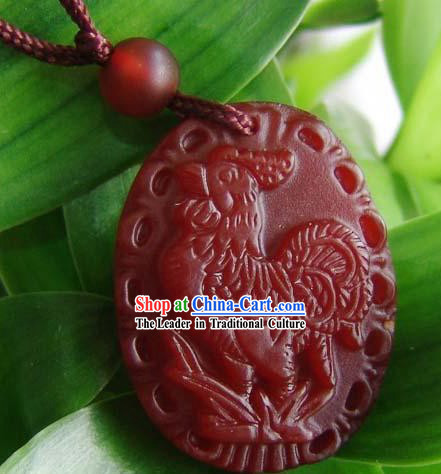 Chinese Traditional Chicken Top Red Jade Charm
