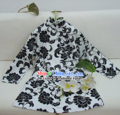 Supreme Chinese Classic Handmade Iris Flower Long Cotton Blouse