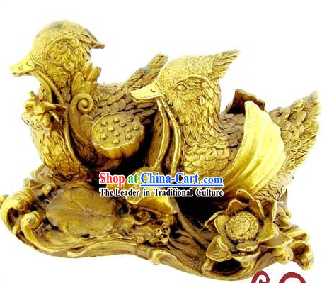 Kai Guang Feng Shui Chinese Golding Mandarin Duck Statue _bless love_