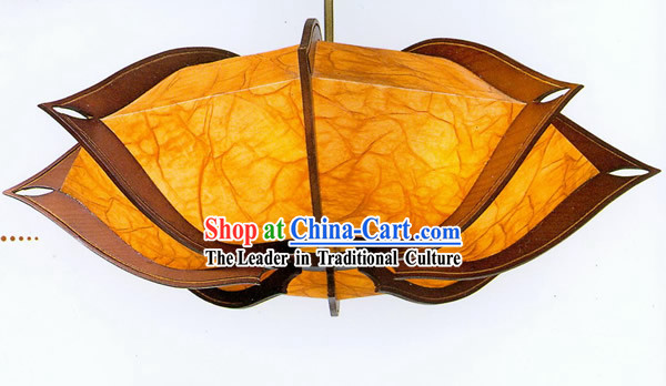 Chinese Traditional Hand Made Flower Shape Sheepskin Wooden Ceiling Lantern