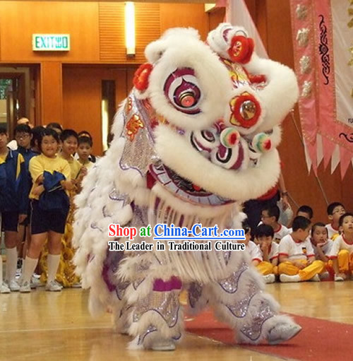 Supreme Competition and Parade Southern HOK SAN Silver Covering Lion Dance Costumes Complete Set