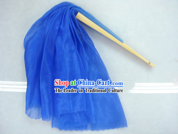 Chinese Traditional Blue Silk Dance Fan