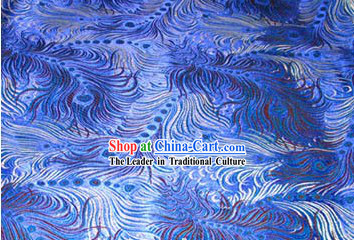Blue Phoenix Tail Silk Fabric
