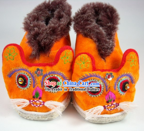 Kids Chinese Traditional Shoes _ Handmade Winter Tiger Shoes