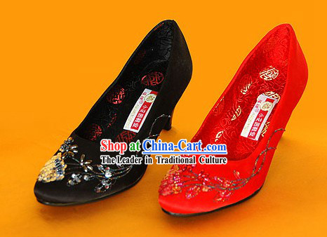 Silk Embroidery and Beaded Shoes