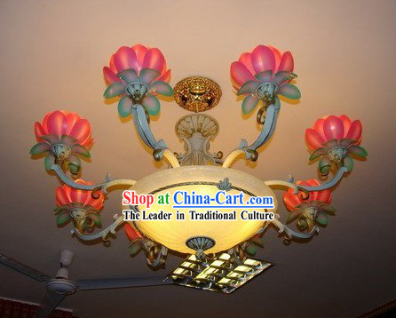 32 Inch Chinese Lotus Temple Lanterns Set