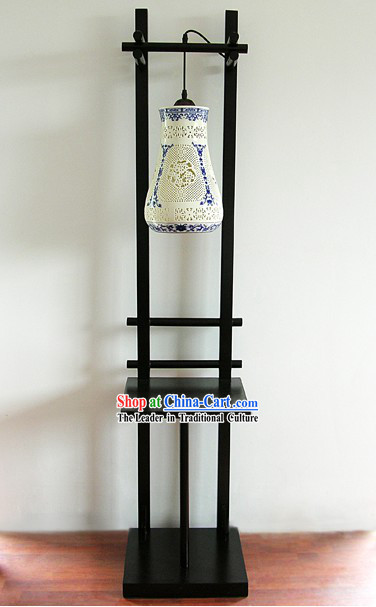 60 Height Chinese Blue and White Ceramic Floor Lantern