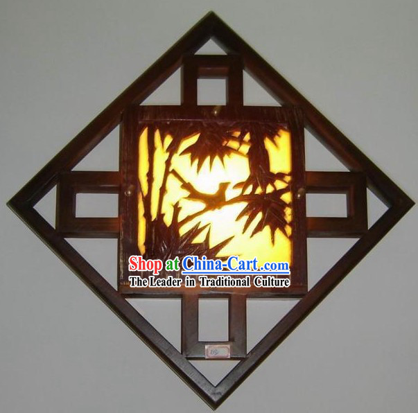 Chinese Hand Carved Bamboo Wall Lantern