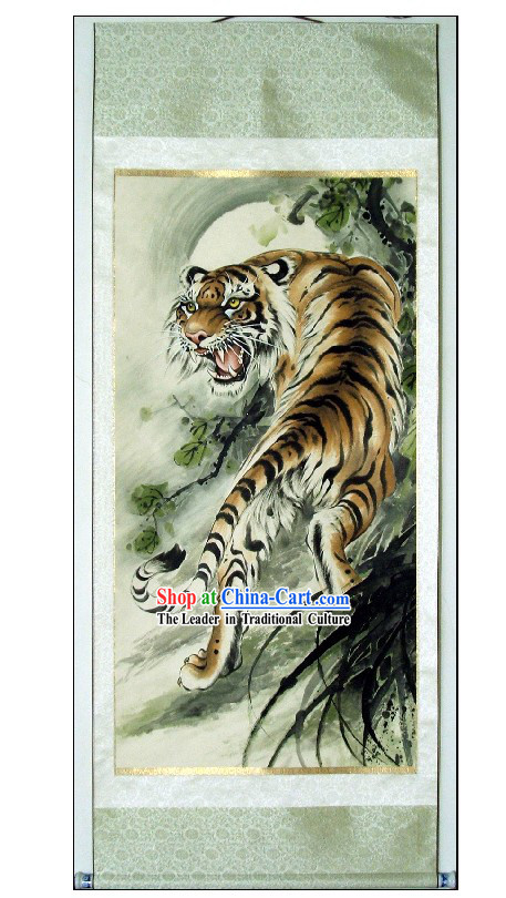 Traditional Chinese Tiger King Painting by Lin Mingqing