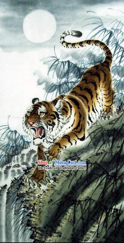 Traditional Chinese Tiger Painting by Wang Yongchang
