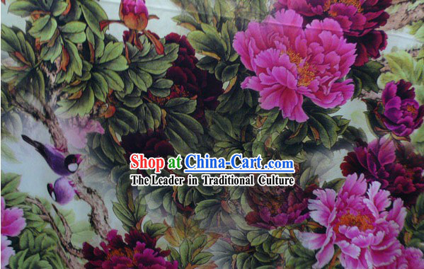 Top Pure Silk Fabric - Flower and Birds