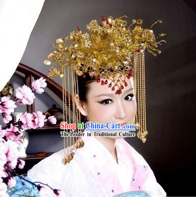 Supreme Chinese Traditional Handmade Phoenix Tail Crown for Women