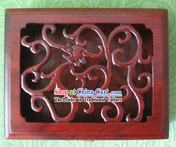 Traditional Carved Dragon Mahjong Wooden Box
